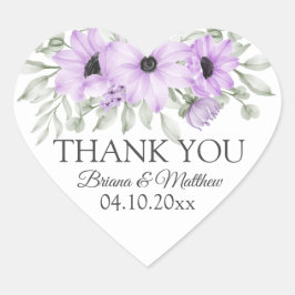 Adesivo Coração Floral Puro de Cores de Água Elegante Simples