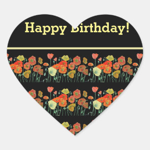 Adesivo Coração Flores Amarelas Vermelhas Flores-Papagaios Papagai