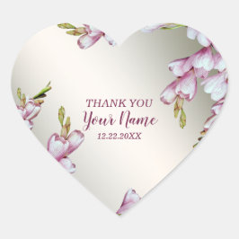 Adesivo Coração Flores brancas cor-de-rosa festa de casamento Eleg