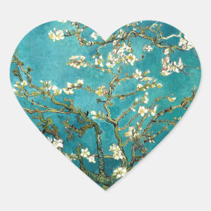 Adesivo Coração Flores de Amendoeira de Van Gogh Impressionismo Cl
