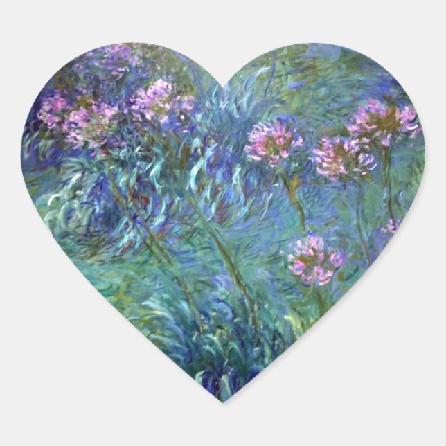 Adesivo Coração Flores De Belas Artes Monet Agapanthus Sticker (Frente)