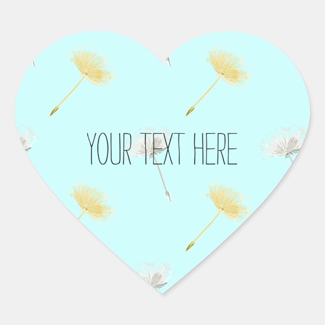 Adesivo Coração Flores de Dandelion Azuis (Frente)