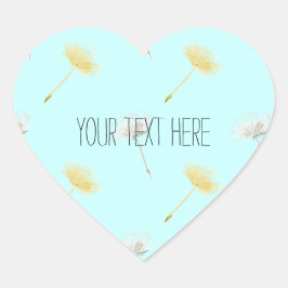 Adesivo Coração Flores de Dandelion Azuis