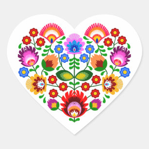 Adesivo Coração flores de design polonês