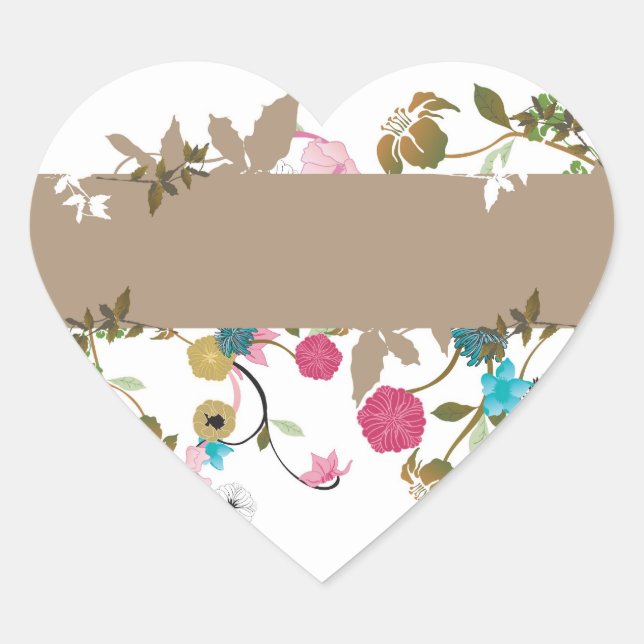 Adesivo Coração Flores japonesas Sticker (Frente)
