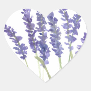 Adesivo Coração Flores lavandas