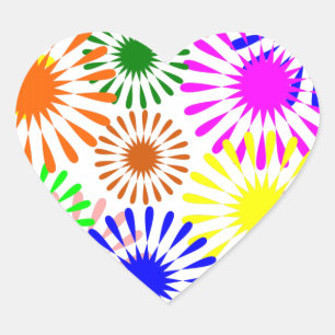 Adesivo Coração Flores multicoloridas