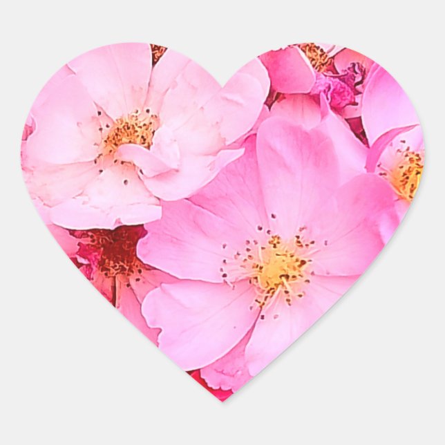 Adesivo Coração Flores rosa (Frente)