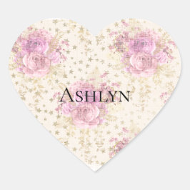 Adesivo Coração Flores Rosa-Chic