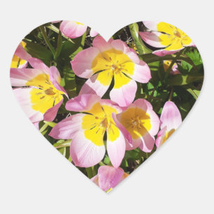 Adesivo Coração Flores Rosa e Amarelo