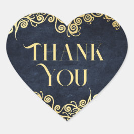 Adesivo Coração Florescimento Clássico Azul Marinho e Dourado Casa