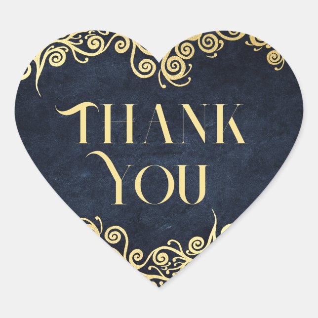 Adesivo Coração Florescimento Clássico Azul Marinho e Dourado Casa (Frente)