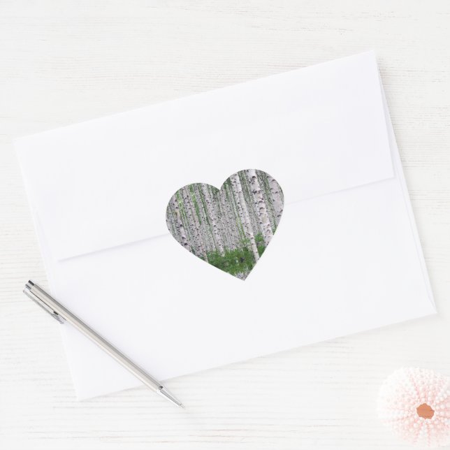 Adesivo Coração Floresta Natureza Árvore de Bétula (Envelope)