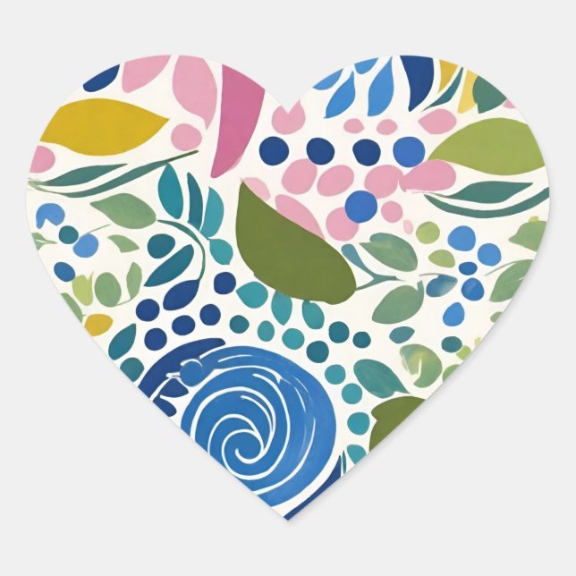 Adesivo Coração Florial flerta pintado e divertido (Frente)