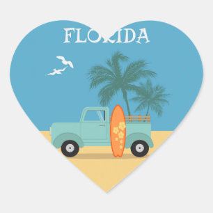 Adesivo Coração Flórida:Viagem Heart Sticker