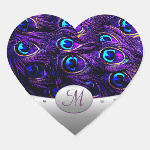 Adesivo Coração Focas de Envelope de Casamento Pêssego Roxo