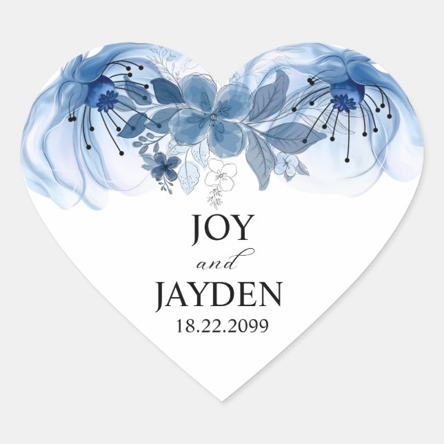 Adesivo Coração Folhagem de Eucalipto Azul Empoeirado (Frente)