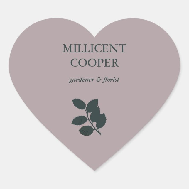 Adesivo Coração Folhas de cinza escura, roxo (Frente)