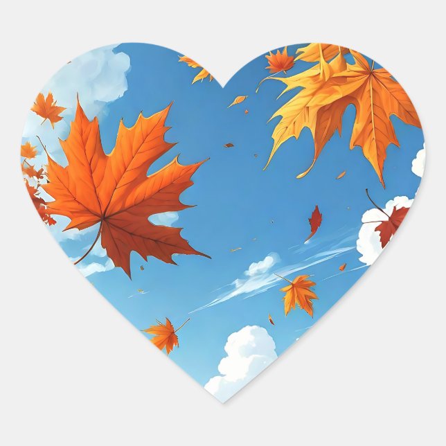 Adesivo Coração folhas de outono  (Frente)