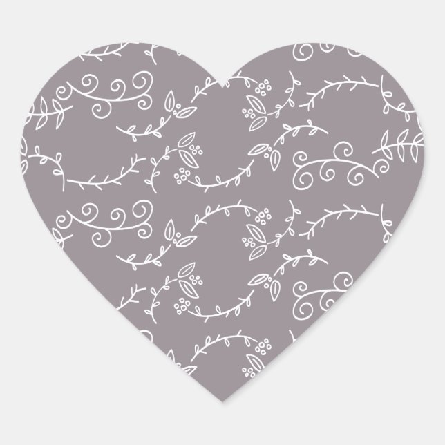 Adesivo Coração folhas e bagas (Frente)