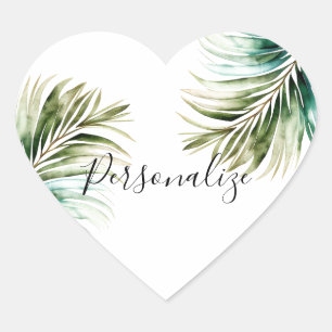 Adesivo Coração Folhas Tropicais Chic