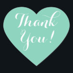 Adesivo Coração Forma cardíaca da casa favor do casamento obrigado<br><div class="desc">Mint coração forma casamento favorita obrigado seus adesivos. Cor de fundo verde e branco ou personalizada. Escrita elegante. Use como selantes de envelopes românticos/selantes ou como etiqueta de favorito de casamento para agradecer aos convidados. Um símbolo bonito de amor com texto na moda. Também é útil para outras ocasiões como...</div>