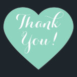 Adesivo Coração Forma cardíaca da casa favor do casamento obrigado<br><div class="desc">Mint coração forma casamento favorita obrigado seus adesivos. Cor de fundo verde e branco ou personalizada. Escrita elegante. Use como selantes de envelopes românticos/selantes ou como etiqueta de favorito de casamento para agradecer aos convidados. Um símbolo bonito de amor com texto na moda. Também é útil para outras ocasiões como...</div>