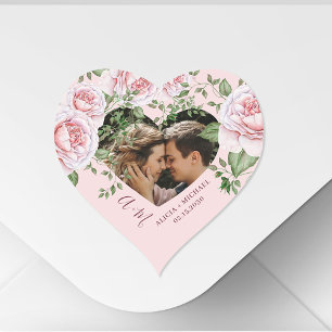 Adesivo Coração Forma de coração amor casal foto rosas cor-de-rosa