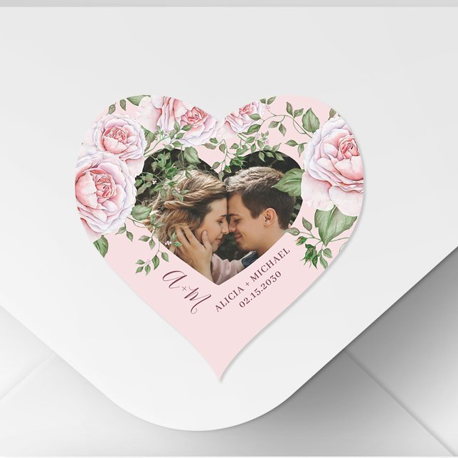 Adesivo Coração Forma de coração amor casal foto rosas cor-de-rosa (Criador carregado)