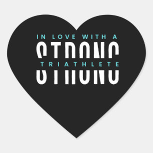 Adesivo Coração Forte Triatleta, Coração Preta E Tipografia Branca