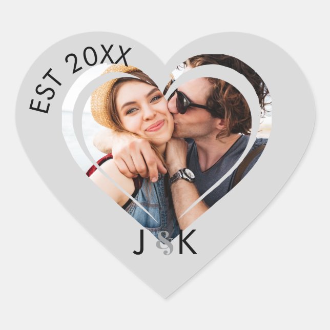 Adesivo Coração Foto de namoro de casal Namorada Namorado Coração  (Frente)