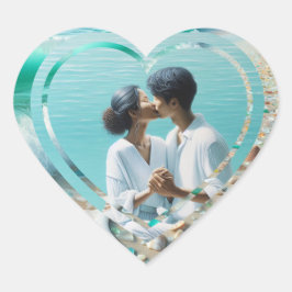 Adesivo Coração Foto personalizada do coração na praia