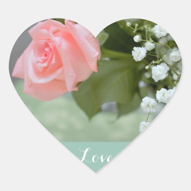 Adesivo Coração Foto rosa rosa com amor (Frente)