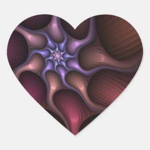 Adesivo Coração Fractal Colorido de Abstrato brilhante mágico