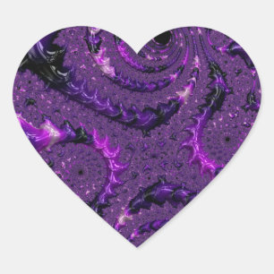 Adesivo Coração Fractal Roxo