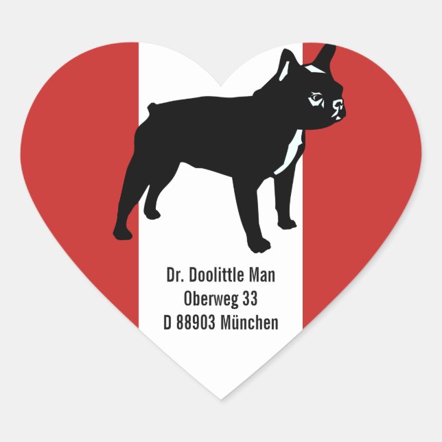Adesivo Coração Französische Bulldogge Aufkleber mit Text (Frente)