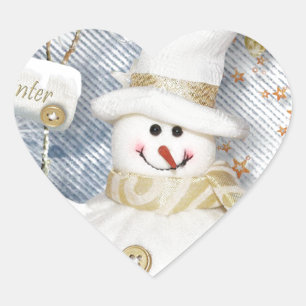 Adesivo Coração Frio Winter Snowman