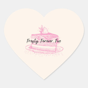 Adesivo Coração Frosty, Forever, Fun Selo de Ilustração de Bolo