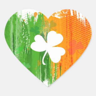Adesivo Coração Fundo afortunado do trevo & da tinta