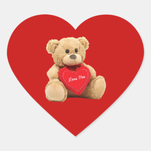 Adesivo Coração Fundo do vermelho do coração do amor do urso de