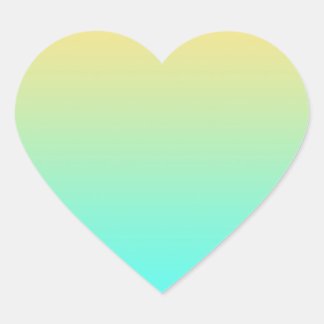 Adesivo Coração Fundo Gradiente Pastel Turquesa Amarelo