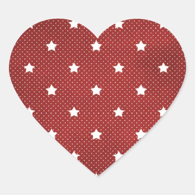 Adesivo Coração Fundo Vermelho e Estrelas Brancas (Frente)