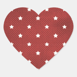 Adesivo Coração Fundo vermelho & estrelas brancas