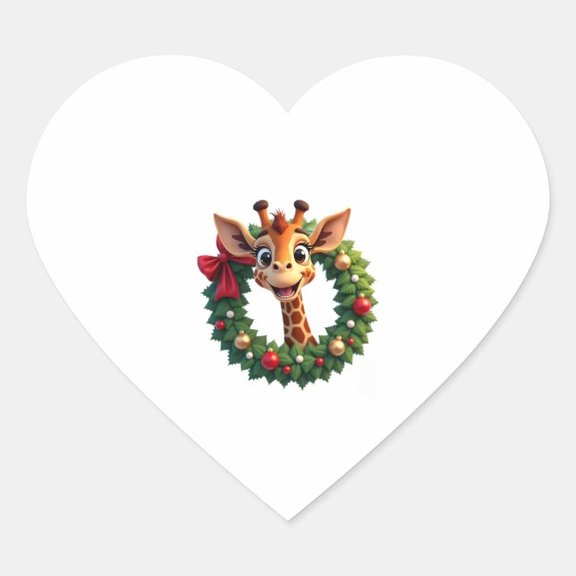 Adesivo Coração Funny Animal Giraffe Meme Face Festive Xmas T-Shir (Frente)
