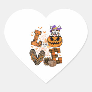 Adesivo Coração Funny Corgi Dog Lover Gift Love Corgi Halloween