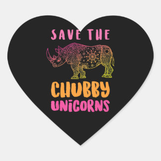 Adesivo Coração Funny Rhino Save Chubby Unicórnios Direitos Animai