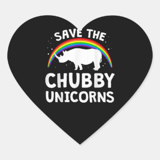 Adesivo Coração Funny Save Chubby Unicórns Rhino Lover Gift