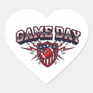 Adesivo Coração Futebol Americano Dia de Jogo Escudo Patriótico Es