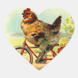Adesivo Coração Galinha de Páscoa Vintage numa Bicicleta