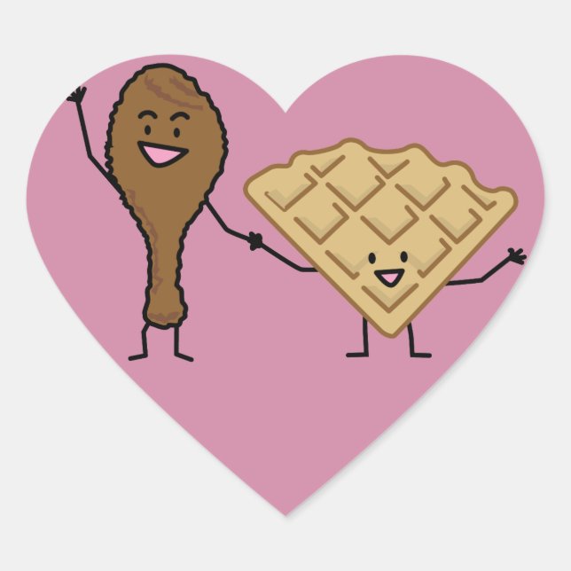 Adesivo Coração Galinha e Waffles Cozinhar Americano e do Sul (Frente)